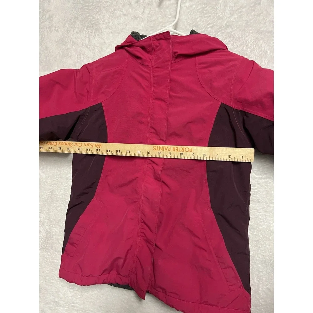 Lands' End Squall Girls M 10-12 Pink Hooded Fleece‎ Lined Winter Jacket